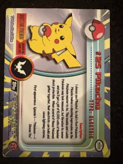 Pokemon 2000 Topps TV Animation Edition Series 3 Pikachu #25 HP - Image 2