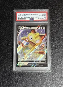 2020 Pokemon Meowth V SWSH004 Black Star Promo Special Collection #004 PSA 10 - Image 1