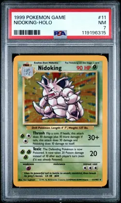 1999 POKEMON GAME #11 NIDOKING-HOLO PSA 7 - Image 1