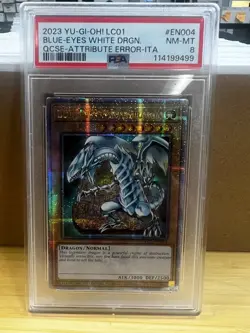 2023 Blue-Eyes White Dragon QCSE Attribute Error Italian PSA 8 Yugioh - Image 1