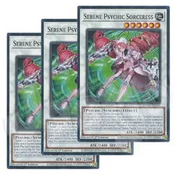 Yugioh - Serene Psychic Sorceress x 3 - 1st Edition NM - Plus Free Holo Card - Image 1