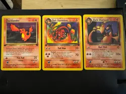 1st Editon Charmander/Dark Charmeleon & Dark Charizard Vintage Pokemon Cards - Image 1