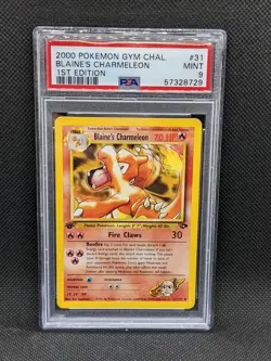 BLAINE'S CHARMELEON 31/132 1st Edition Gym Challenge Pokemon Card PSA 9 - Image 1
