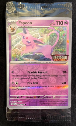 Espeon 086 Best Buy Exclusive Promo Obisidian Flames Stamp Pokemon Card - SEALED - Image 1