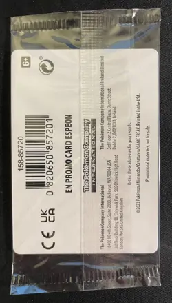 Espeon 086 Best Buy Exclusive Promo Obisidian Flames Stamp Pokemon Card - SEALED - Image 2