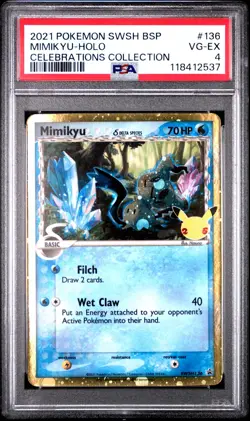 PSA 4 MIMIKYU (DELTA SPECIES) SWSH136 SWSH: SWORD & SHIELD PROMO CARDS HOLO - Image 1
