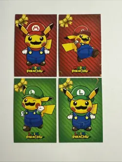 Pokemon Mario & Luigi Pikachu Merry Christmas Card Database Holo Hearts Version - Image 1