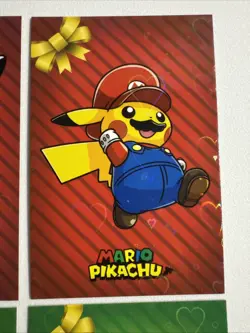 Pokemon Mario & Luigi Pikachu Merry Christmas Card Database Holo Hearts Version - Image 3
