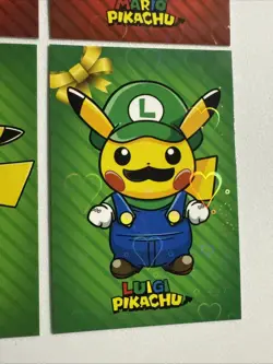 Pokemon Mario & Luigi Pikachu Merry Christmas Card Database Holo Hearts Version - Image 5