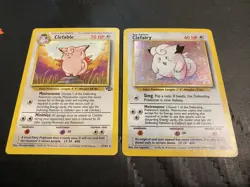 Clefairy 5/102 and Clefable 17/64 Base Set Holo Rare Vintage 1999 Pokemon Card - Image 1