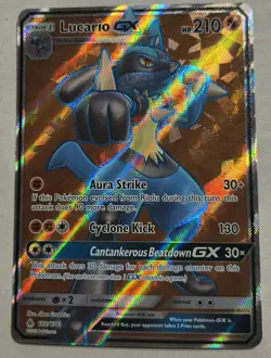 Pokemon Sun & Moon Forbidden Light Ultra Rare Holo Lucario GX Full Art #122/131 - Image 1