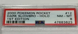 2000 Pokemon Team Rocket Dark Slowbro 1st Edition Holo #12 NM MT Near Mint PSA 8 - Image 5
