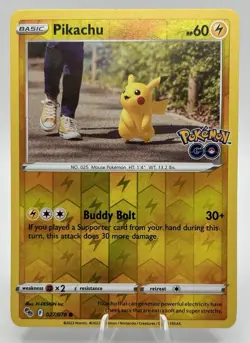 Pokemon Pikachu 027/078 Reverse Holo Pokemon GO 2022 - Image 1