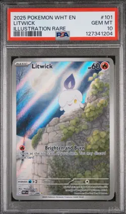 2025 POKEMON WHT EN-WHITE FLARE 101 LITWICK ILLUSTRATION RARE - PSA 10 - Image 1
