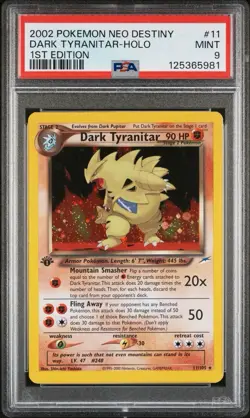 Pokemon Dark Tyranitar 1st Edition Neo Destiny 11/105 Holo Rare PSA 9 NEW CERT - Image 1