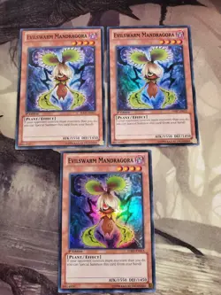 Yugioh - Evilswarm Mandragora HA07-EN015 NM 1st ed Super Rare x3 - Image 1