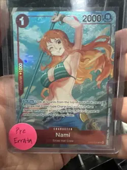 Pre-Errata One Piece Card English NM Wave 1 RARE Nami OP01-016 Parallel Alt Art - Image 1