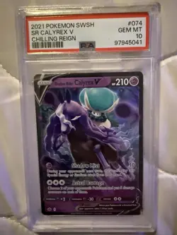 2021 Pokemon SWSH Chilling Reign Shadow Rider Calyrex V 074 PSA 10 - Image 1