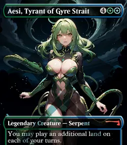 Aesi Tyrant of Gyre Strait Anime Waifu Style Card For EDH and Playtest v2 - Image 1