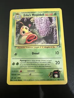 Erika’s Weepinbell 48/132 Gym Heroes Unlimited 2000 Pokemon Card Uncommon NM - Image 1