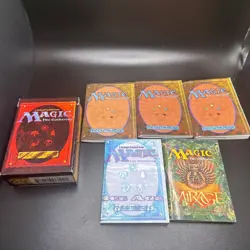 Vintage Magic The Gathering Rulebook Lot Mirage Ice Age Revised 4th & Deckbox - Image 1