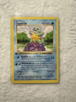 1999 Pokemon Base Set Squirtle 1st Edition Shadowless 63/102 LP/NM English - Image 1