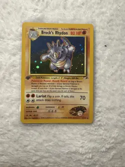 2000 Pokemon Brock’s Rhydon Holo 1st Edition Gym Heroes 2/132 NM - Image 1