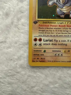 2000 Pokemon Brock’s Rhydon Holo 1st Edition Gym Heroes 2/132 NM - Image 2