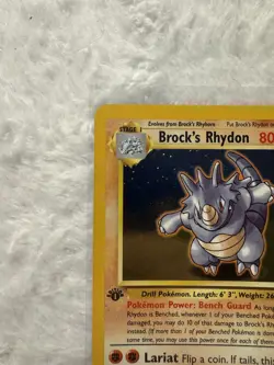 2000 Pokemon Brock’s Rhydon Holo 1st Edition Gym Heroes 2/132 NM - Image 3