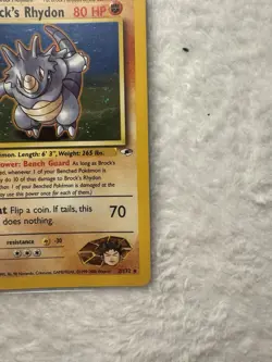 2000 Pokemon Brock’s Rhydon Holo 1st Edition Gym Heroes 2/132 NM - Image 5