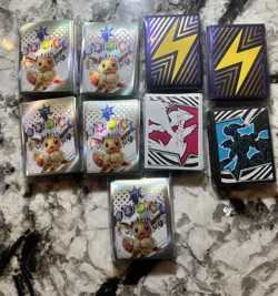 Lot Of 9 Pokemon ETB Sleeves. Prismatic Evolutions, Surging Sparks & B/W - Image 1