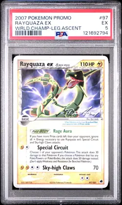 2007 POKEMON WORLD CHAMPIONSHIPS PROMO LEGEND ASCENT #97 RAYQUAZA EX PSA 5 - Image 1