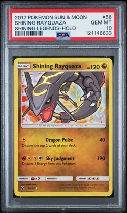 2017 POKEMON SUN & MOON SHINING LEGENDS #56 SHINING RAYQUAZA HOLO PSA 10 New - Image 1