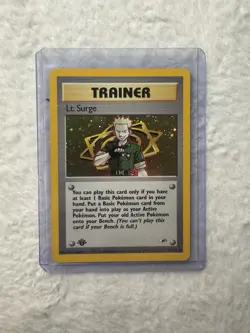Lt. Surge TRAINER- 17/132 - Holo Rare - 1st Edition Gym Heroes Pokemon Near Mint - Image 1