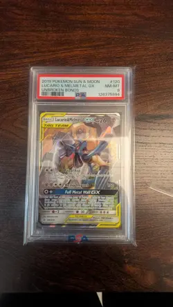 Lucario & Melmetal GX 120/214 Sm-Unbroken Bonds Holo Card PSA 8 Near Mint - Image 1