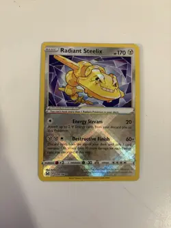 Pokemon TCG Radiant Steelix Holo Card Lost Origin 124/196 - Image 1