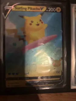 Pokemon TCG Surfing Pikachu VMAX Full Art Holo Card 009/025 Celebrations - Image 1
