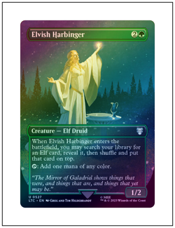 1x Elvish Harbinger, Foil, Borderless Art, Lord of the Rings Magic MTG NM - Image 1