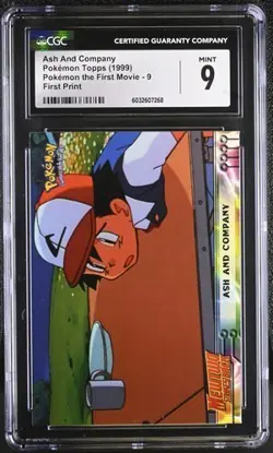 1999 Pokemon Topps Mewtwo Strikes Back FIRST PRINT #9 Ash & Company CGC 9💎 - Image 1