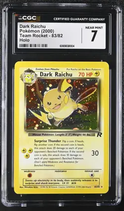 CGC 7 Dark Raichu 2000 Team Rocket 83/82 Holo Graded Pokemon Card - Image 1