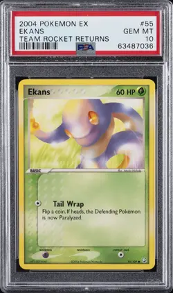 2004 POKEMON EX TEAM ROCKET RETURNS #55 EKANS PSA 10 - Image 1
