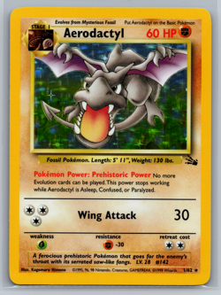 Pokemon TCG Aerodactyl Fossil Holo Card 1/62 Unlimited Rare LP Condition - Image 1
