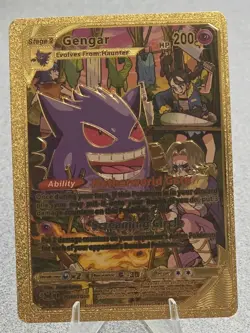 Pokemon Gengar 200hp Gold Foil Fan Art Collector Card TCG - Image 1