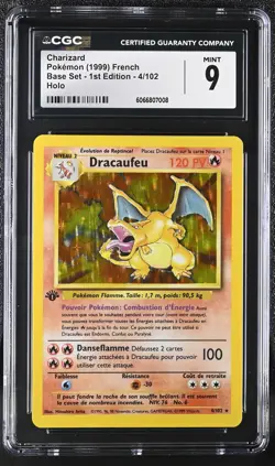 CGC 9 Charizard Dracaufeu Base Set 1st Edition 4/102 Holo French Pokemon Card - Image 1