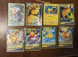 Pokemon TCG 8 Pikachu Card Lot (Illustration Vmax V Promo and Gx) Full Art Mint - Image 1
