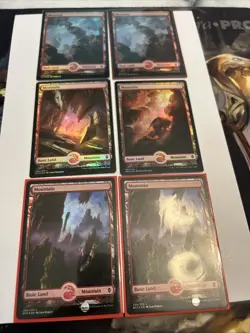 Lot of 6 FOIL Mountain - ZNR Zendikar Rising - MTG Magic FULL ART Land NM - Image 1