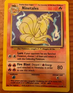 Pokemon Ninetales 12/102 Base Set Holo Rare Pokemon Card Lightly Played - Image 1