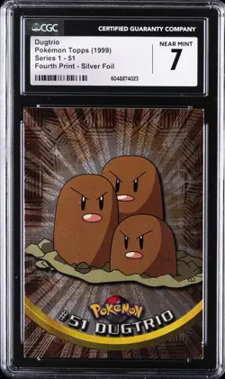 1999 POKEMON TOPPS SERIES 1 FOURTH PRINT SILVER FOIL #51 DUGTRIO CGC 7 - Image 1