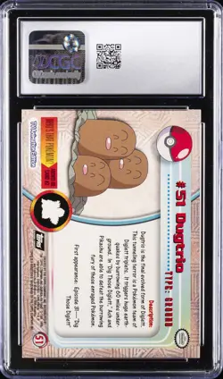 1999 POKEMON TOPPS SERIES 1 FOURTH PRINT SILVER FOIL #51 DUGTRIO CGC 7 - Image 2