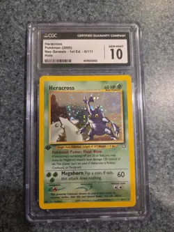 2000 Neo Genesis 1st Edition Heracross 6/111 Holo CGC 10 Gem Mint Pokemon TCG - Image 1